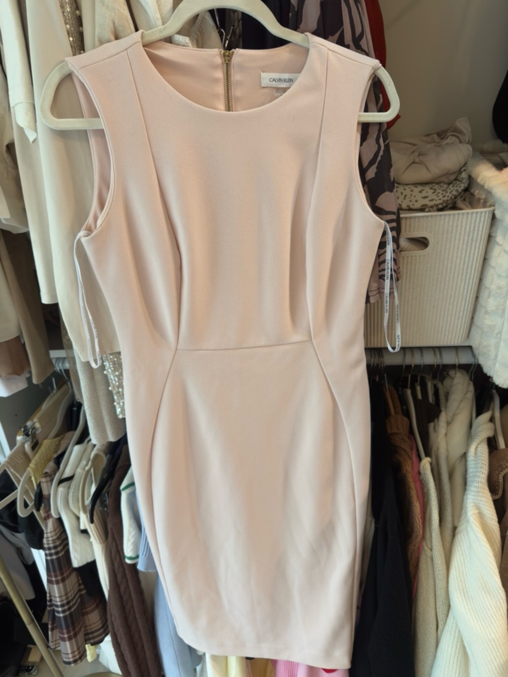 Calvin Klein Blush Pink Sleeveless Midi Dress